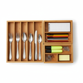 6-piece bamboo drawer organizer set with multiple compartments